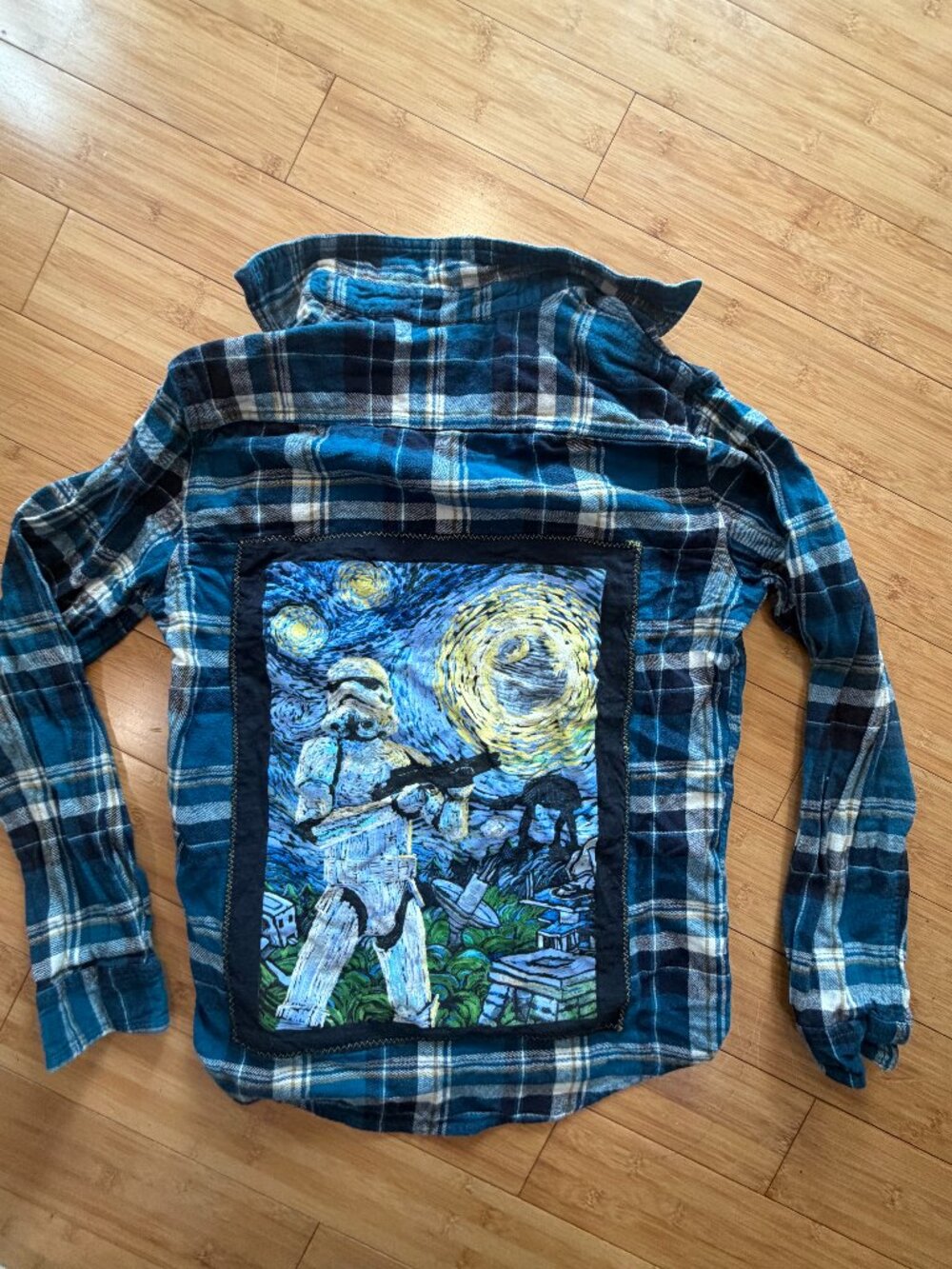 Upcycled Star Wars/Starry Night Flannel sz Small